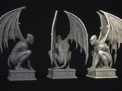 Gargoyle Statue PBR Low-poly 3D model gargoyle Low-poly 3D model