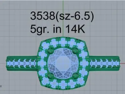 Square Halo Ring 3538 3D print model