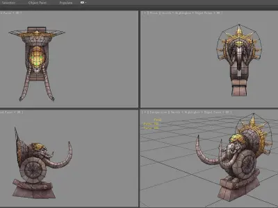 Stone elephant sculpture Low-poly 3D model
