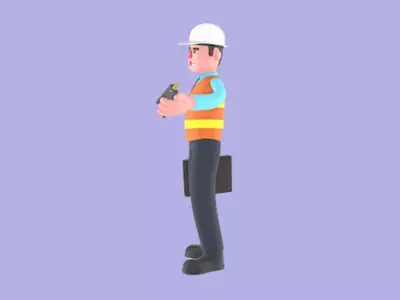 Stylized 3D Male Architect Character - Cartoon Work Tools 3D model