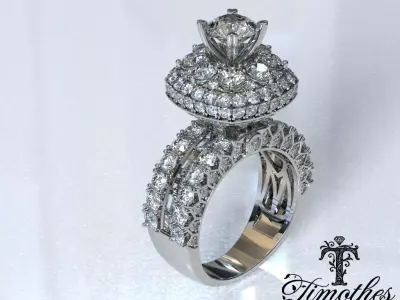 Timothes Diamond Ring 3D JewelryModel Printable 3D FR9 3D print model purchase