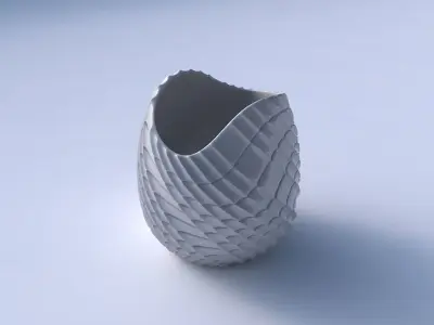 Bowl compressed and twisted with strange tiles 3D print model