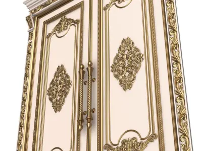 Carved Door Classic 01401 White Low-poly 3D model