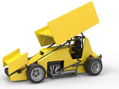 Pavement Winged Sprint car Scale 1 to 25 3D print model