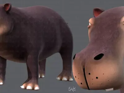 Hippo V01 Low-poly 3D model