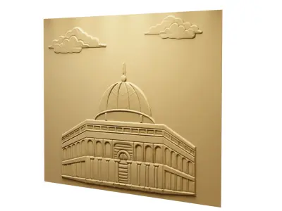 3d modern Dome of the Rock 3D Wall Panel Relief CNC 01 3D model