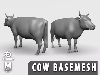 Cow BaseMesh Low-poly 3D model