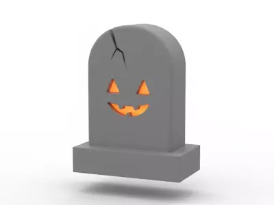 Realistic 3D Model of Gray Tombstone Happy Halloween Grave Prop 3D print model