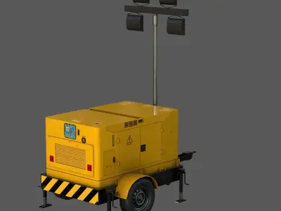 Mobile Lighting Tower Low-poly 3D model