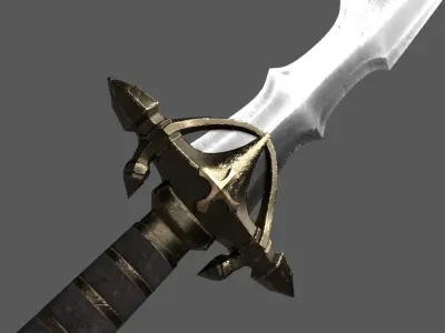 Paladins Sword - Gold - One Handed Sword Low-poly 3D model