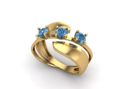 Womens Rings With Stone Ring Ready STL 3DM Models Rings women 3D print model 6