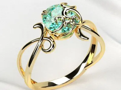 8mm Pink Sapphire Combined Gold Ring 3D print model