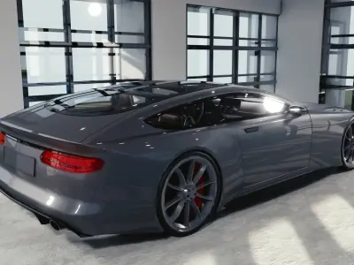 BLENDER EEVEE Brandless Sports GT coupe Low-poly 3D model