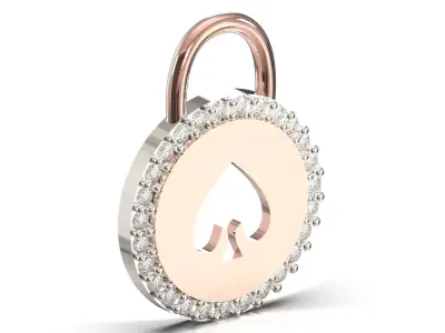 Lock Pendant Round Padlock with Spade Symbol jp0372 3D print model