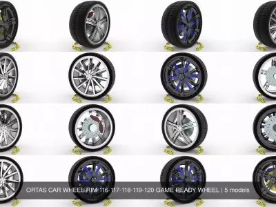 ORTAS CAR WHEEL RIM 116-117-118-119-120 GAME READY WHEEL 3D Model Pack