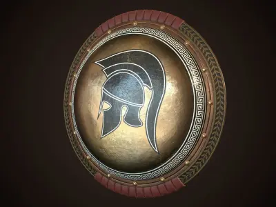 Hoplite Shield Helm Low-poly 3D model