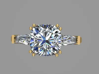 Diamond classic Ring to print 3 Sizes 3D print model