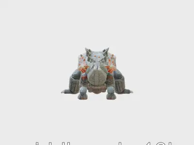 Lava Monster Crawling Creature with Glowing Shell Low-poly 3D model