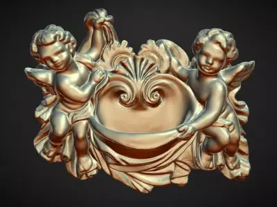 two cherubs wall decoration  moose scanned decoration 3D print model
