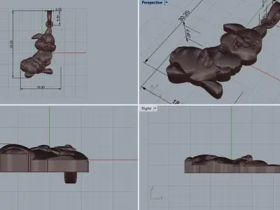 rabbit pendant 3D print model