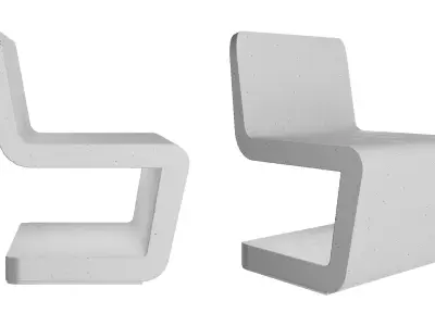 Concrete bench and chair FLOW  3D model