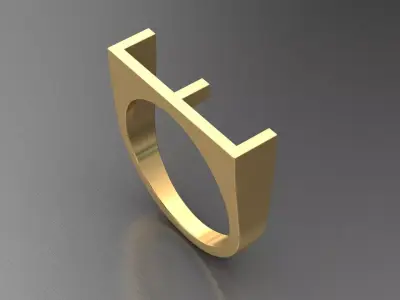 alphabet ring letter E 3D print model