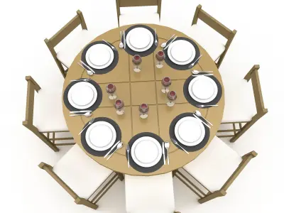 3D model dining table 004 Low-poly 3D model