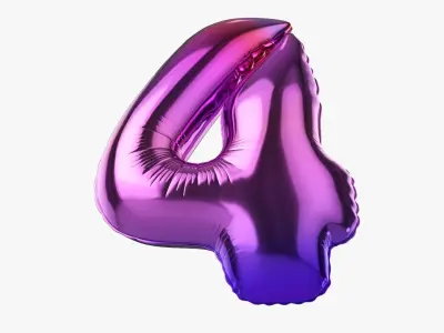 Foil balloon number four 4 3D model