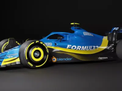 F1 2022 Ukrainian Livery Template Low-poly 3D model