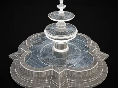 Large Stone Water Fountain Low-poly 3D model