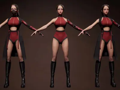 Cyberpunk Girl Low-poly 3D model get