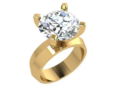 Round Solitaire Ring 3684 3D print model