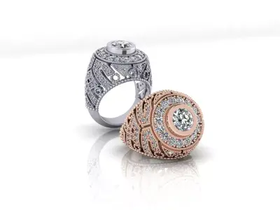 round halo luxury jewelry ring 3D print model