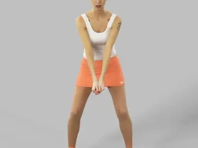 Aspiration Attractive Sports Woman playing Volleyball digging Low-poly 3D model