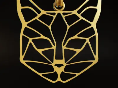 Feline Cat Stylized Pendant Amulet Necklace Design 3D print model