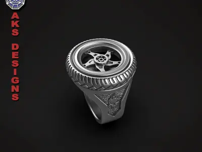  Ring biker jewelry tyre version 1 3D print model
