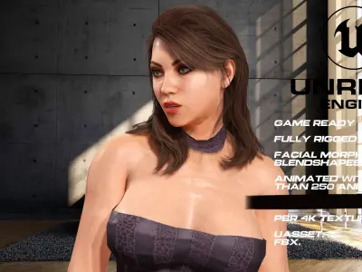 Casual girl full rigged - game ready - animated Low-poly 3D model