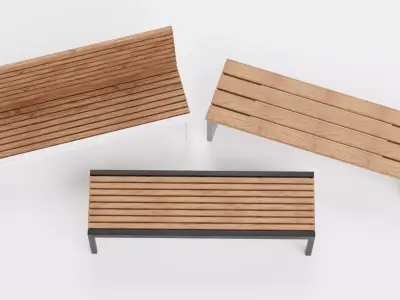 3 Modern Outdoor Bench Designs Low-poly 3D model
