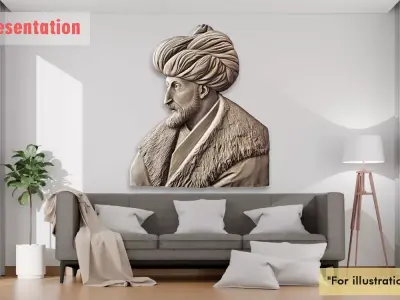 The Portrait of Mehmed II bas relief 3D print model