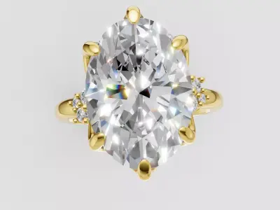 Luxury Engagement Ring tulip style 3D print model