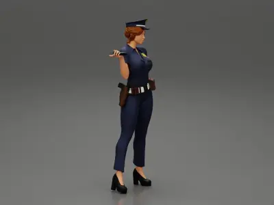 sexy officer police woman posing 3D print model