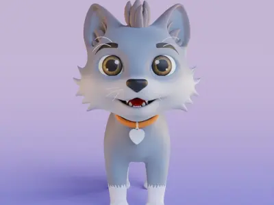 Wolf rigged cartoon  3D model