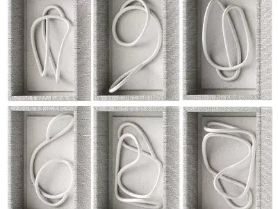 Wall art Fiona Loop Knot Tangle by Palecek rattan frame 3D model