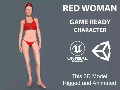 Red Woman Low-poly 3D model