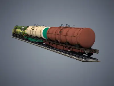 Cargo Train Low-poly 3D model