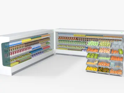 Supermarket Shelves Collection Low-poly 3D model