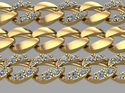 cuban chain with diamond STL 3D model