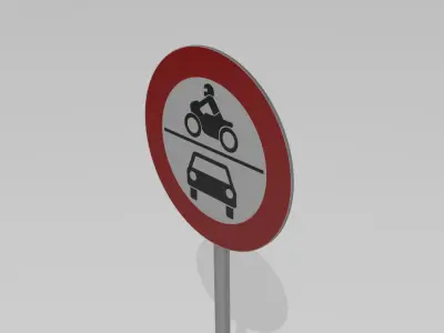 No vehicles sign 3D model