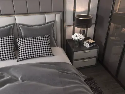 Modern Bedroom Scene 3D model
