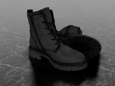 GREYDER 3D BOOTS - LEATHER - BLACK Low-poly 3D model